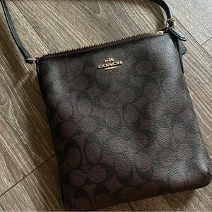 Coach logo brown cross body bag